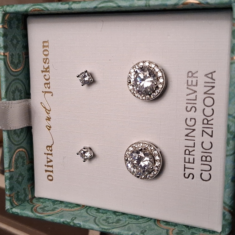 Sterling Silver Cubic Zirconia Earrings - Picture 3 of 5